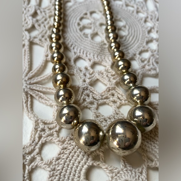 Vintage Estate Vermeil Gold Over Silver Acrylic Beaded Box Clasp Necklace - Picture 5 of 9